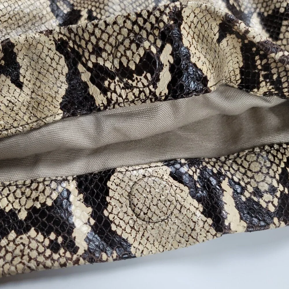 Tory Burch Snakeskin Shoulder Handbag Designer Animal Print Luxury Purse